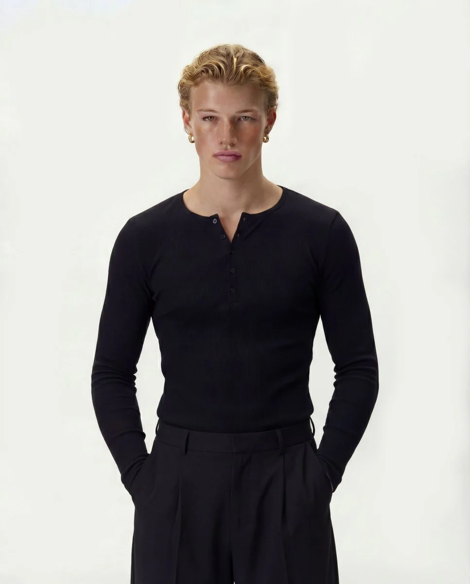 Fine Rib Henley